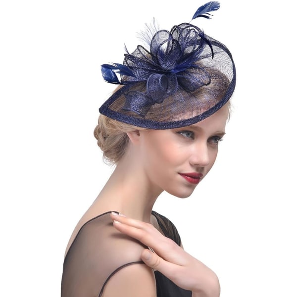 Elegant Fascinator Damhatt Bröllop Fjäder Hårklämma Royal Ascot