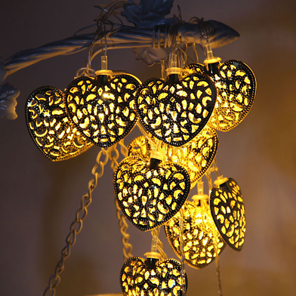 Fästingljus, 1.5m 10 LED Hjärtformade Fästingljus för Utomhus,