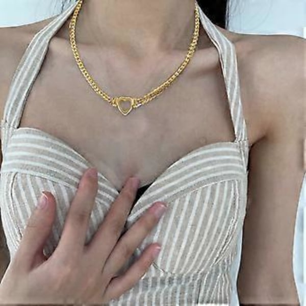 Hjerte Halskæde Mode Hul Hjerte Design Behagelig at Bære Halskæde Legering Tekstur Charm Halskæde Velegnet til Damer bracelet