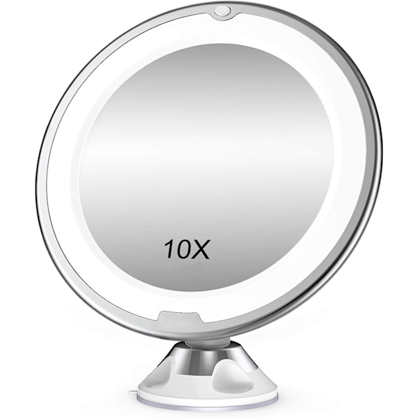 10x förstoringsspegel med LED-ljus, 1 360 ° justerbar sfär