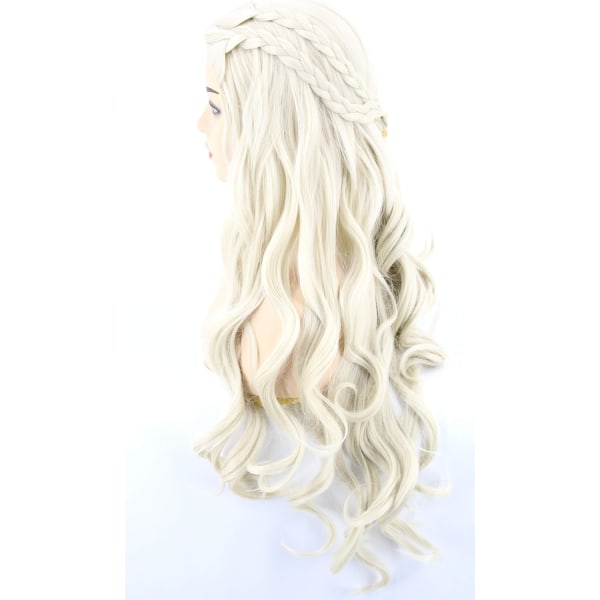 1PC Cosplay Wig Women, Daenerys Wigs Long Curly Blonde Khaleesi W