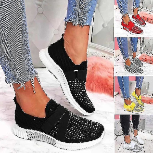 Slip-on sko med ortopedisk såle - Damemote Sneakers Platform Sneakers For Women Walking Shoes.37.Gul