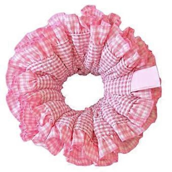 Æstetiske Scrunchies Elastisk Flerlags Blonde Hårreb Bryllupsfest Strand Hovedbeklædning Store Knolde Hårelastik Ternet Scrunchy Mørk pink Dark pink