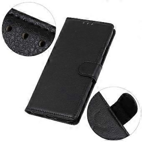 Plånboksfodral för Motorola Edge 60 Fusion 5G PU Läder Telefonskal Litchi Textur Black