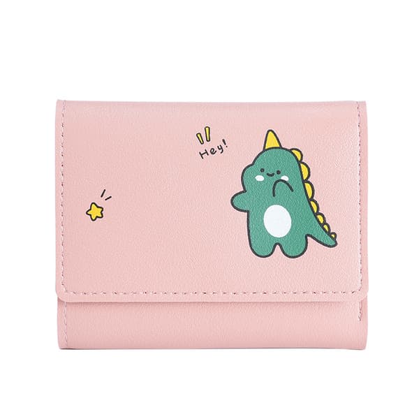 Trifold Snap Wallet Dame Kort Studerende Multi Kort Kortholder Pung - Lys Pink