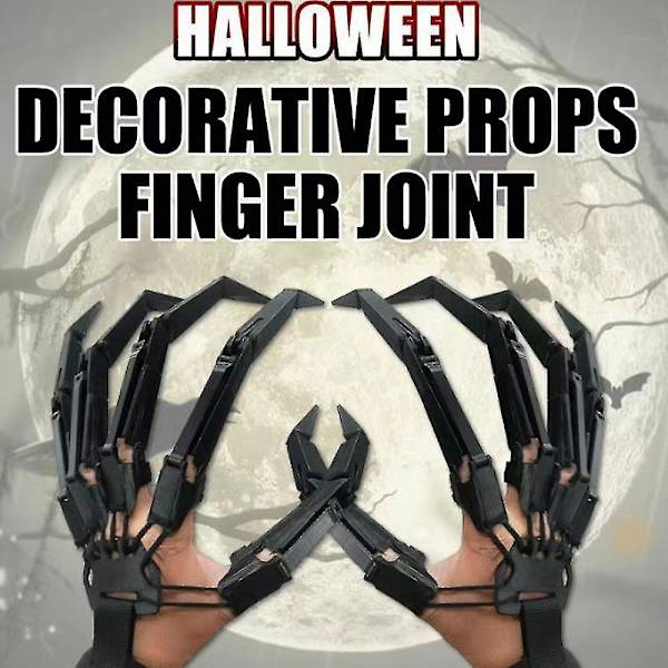 Halloween Skräck Articulerade Fingerförlängningar Cosplay Fingerled Clownfingrar Maskeradfest Rekvisita. Vänster och Höger Hand. Svart