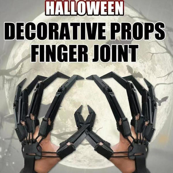 Halloween Skräck Artikulerade fingerförlängningar Cosplay Fingerled Clownfingrar Klä upp Festrekvisita.Högerhand.Svart