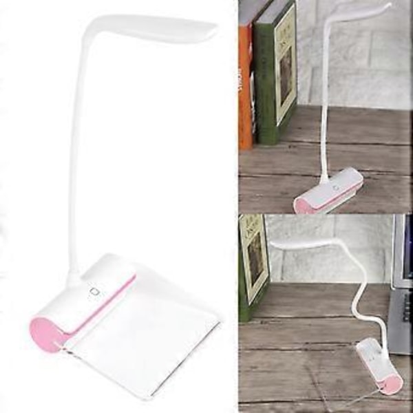 Dimbar LED-lampa med Touch-sensor, USB-skrivbordslampa med meddelandetavla, Rosa