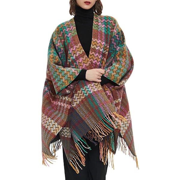 Rosa-gul dam varm sjal wrap cape vintertröjor öppen fro