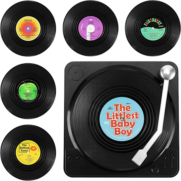 10,5 x 10,5 x 0,2 cm, (M1) Vinyl-underlägg, set med 6 CD-retro-underlägg