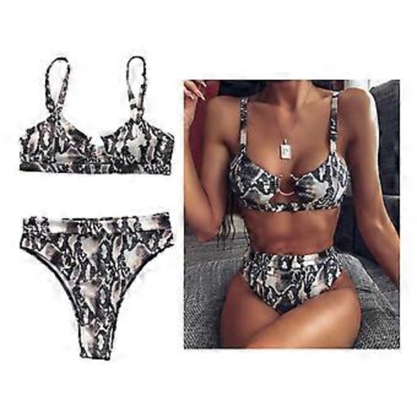 Bikinisæt med stropper, højtaljet brasiliansk badetøj, strandrejse, badedragt, tankini (Serpentine M) Serpentine M