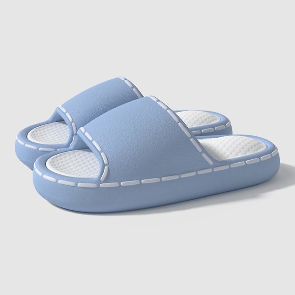 Slippers Women&#39;s Summer New Bathroom Home Soft Sole Non-slip Wearing Simple Couple Slippers.36-37.Blue