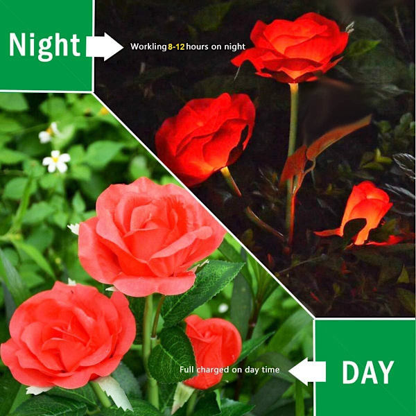 2-pak (Rose Red) Solcelled Hagebelysning Dekorativ Vanntett Utendørs