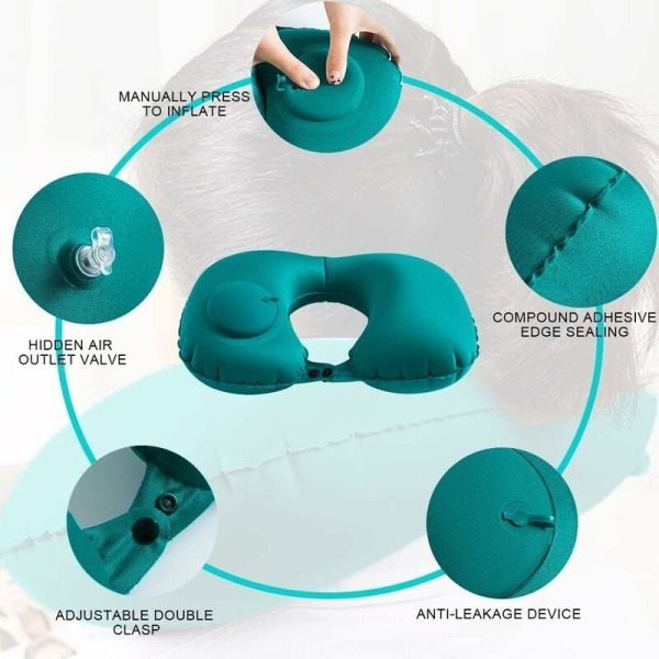 Gray Inflatable Travel Neck Pillow，Inflatable Travel Pillow Porta