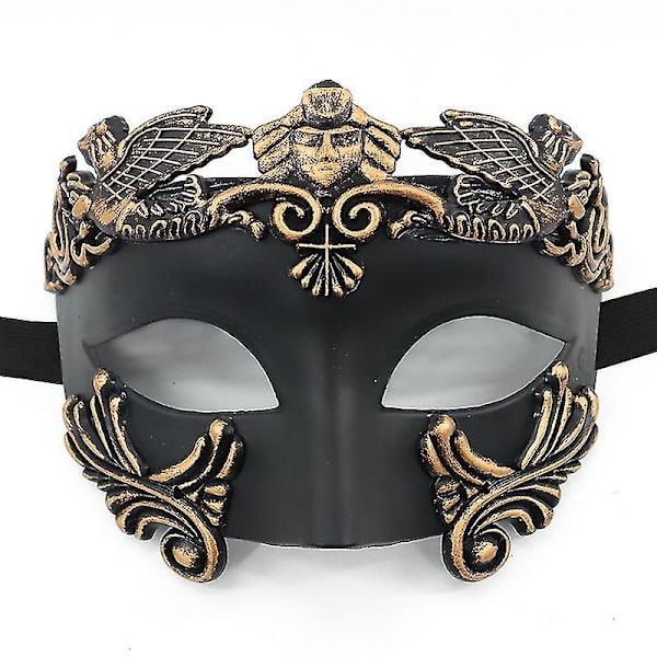 Antiikin Kreikan Spartan Soturi Roomalainen Naamiaisnaamio Miehille Venetsialainen Naamio Hääpallo Naamio Mardi Gras Naamio. Musta Pronssi. Black Bronze