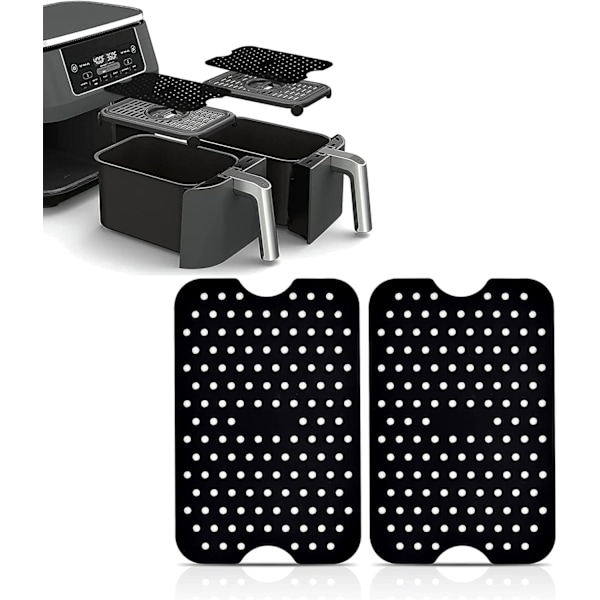 Airfryer-tillbehör, silikonformar för airfryer, dubbelkorg A