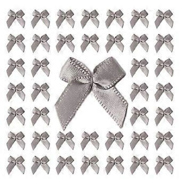 200 st Mini Rosetter Små Bandrosetter Rosettblommor Applikationer DIY Hantverk för Sömnad Scrapbooking Bröllop och Present Grå Gray