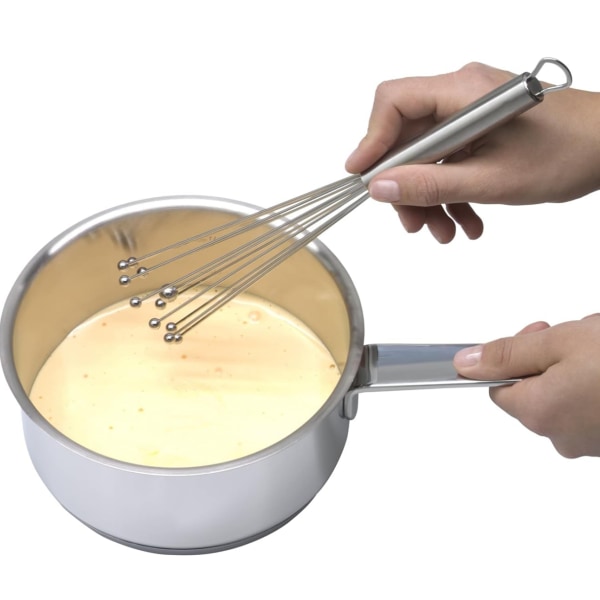 Flash-mixer, 10 tommer rustfrit stålkugleæggeblander, håndholdt