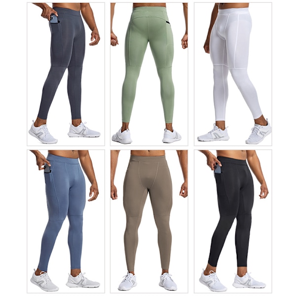 Kompressions Tights Leggings Herr Löpning Sport Träning Gym Fitness Jogging Byxor Snabbtorkande grey S