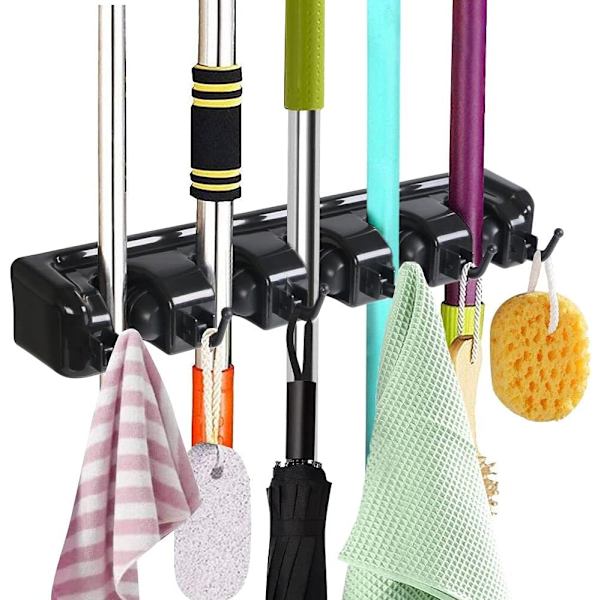 Multifunksjonell veggmontert kostestativ, oppbevaringsholder
