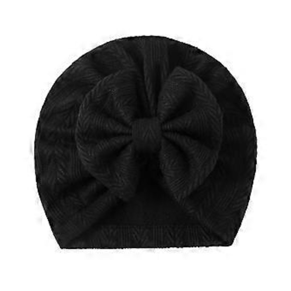 Stilfull Baby Bonnet Mjuk Elastisk Babyhatt Multifunktionell Bomullshuvudbonad Mjuk Hatt Utmärkt för Daglig Användning & Fotografering Svart Black