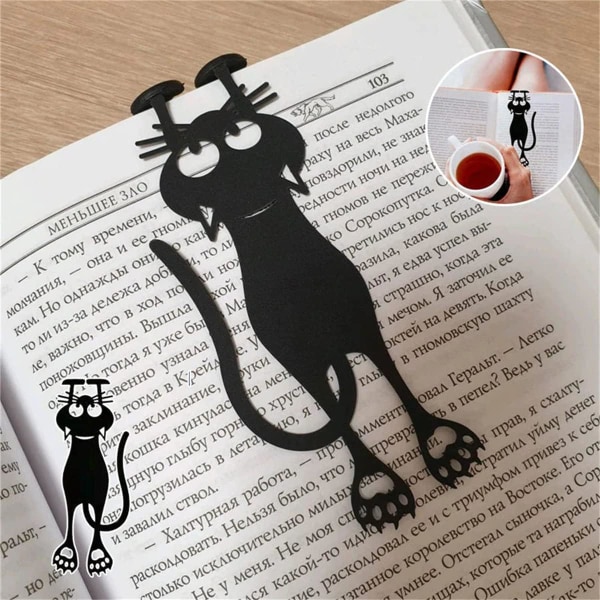 3PCS Cutout Black Kitten Bookmark, Reusable Plastic Bookmark, Bl