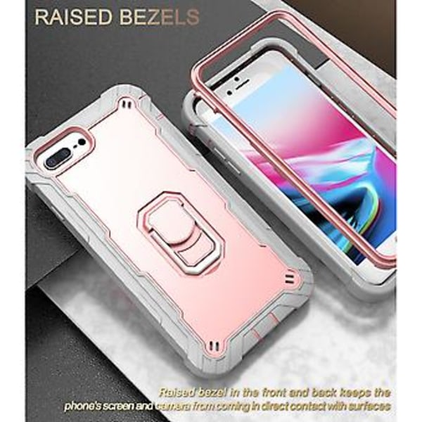 PC + Gummiskal för iPhone 8 Plus / 7 Plus Grey White   Rose Gold
