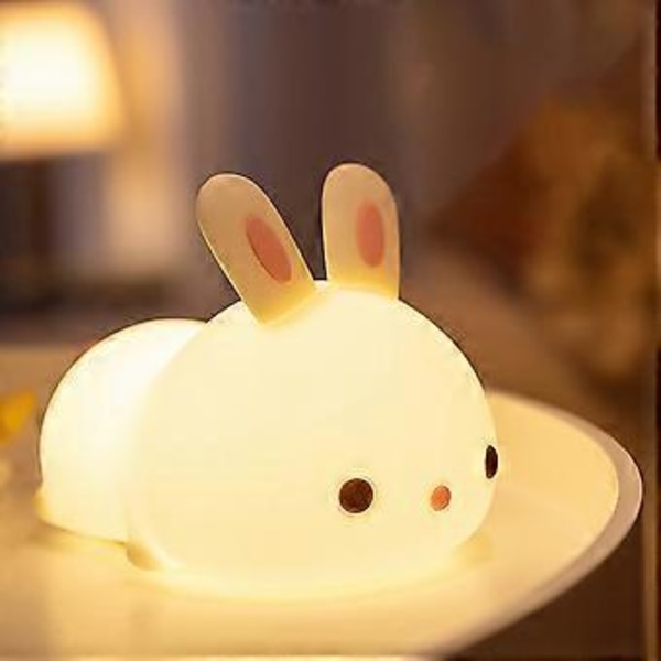 Kaninlampa söt lampa, 7-färgad nattlampa för barnrum, söt Kawaii rumsinredning flicka
