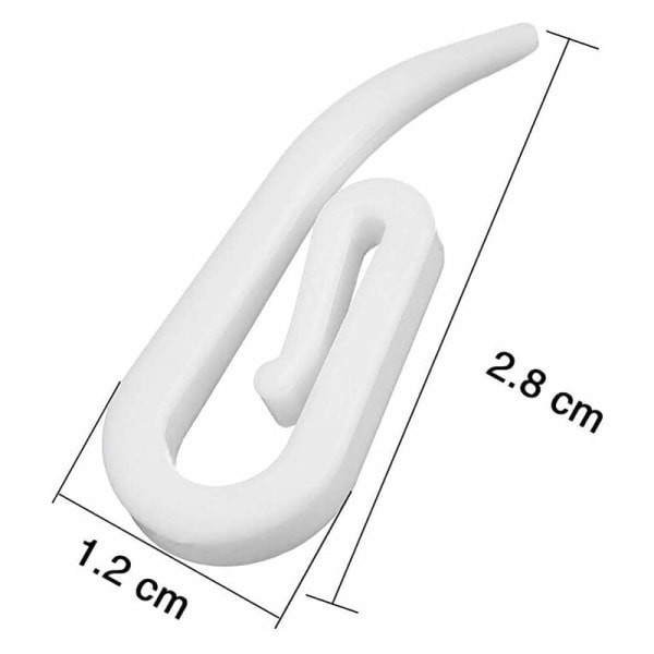 Curtain Rail Hook, White Plastic Curtain Hooks, 100 PCS Curtain H