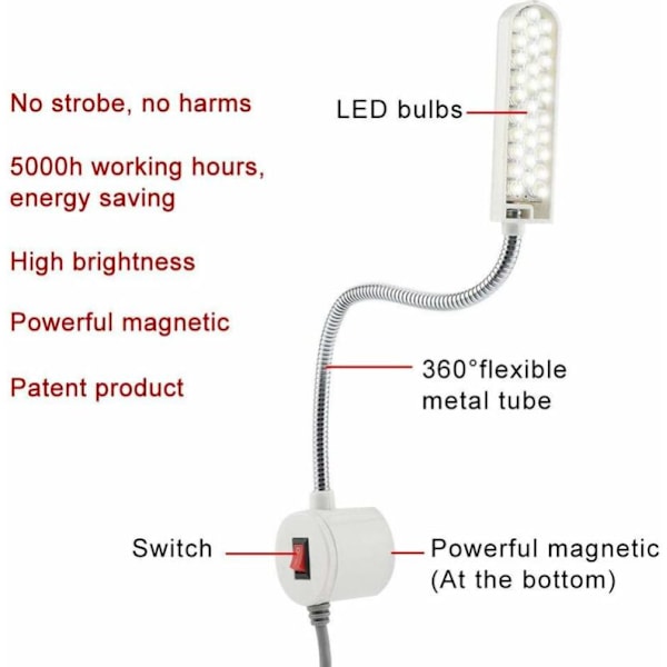 LED Sylampe 20 LED Arbejdslys og Søm Flexible Svanehals