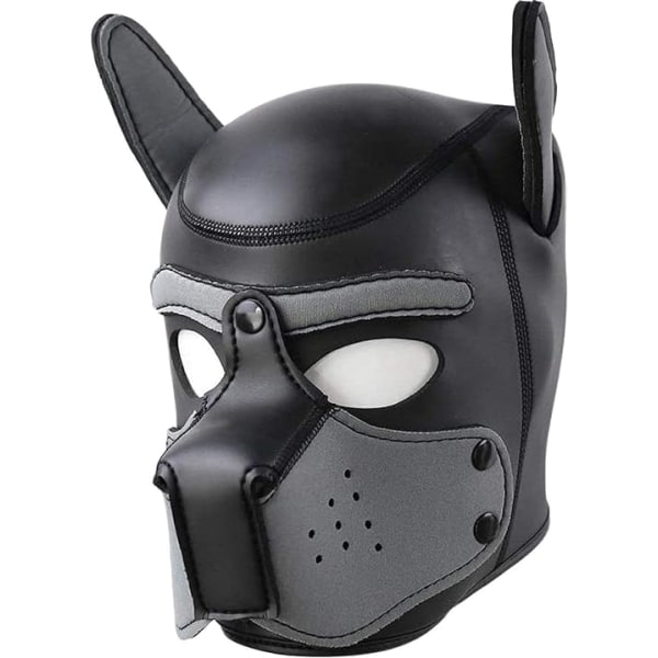 Hundmask, Mjuk Latex Djurlek Hundmask Valp Mask Svart Läder D