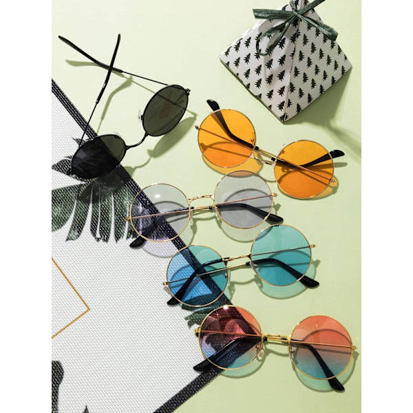 10 par Hippie runde solbriller 60-tallet John Style flerfarget runde