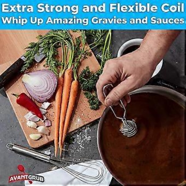 Extra Stark Fransk Visp av Kockkvalitet, 2-pack, 20 cm. Vispar i Rostfritt Stål för Blandning, Bakning och Matlagning