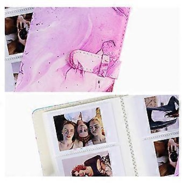 Fotoalbum Portabel Bildförvaringsväska Bok Bröllop Examenspresent 3 Tum Fotoalbum Namnkortsbok Blå lila