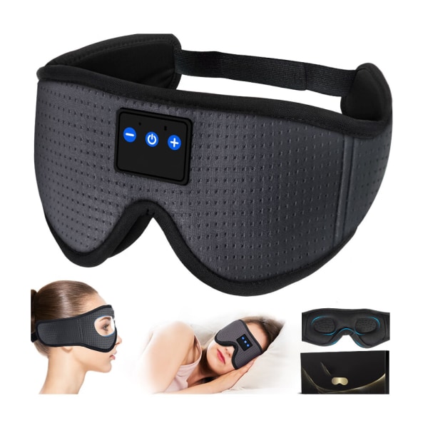 Ett sett (grå) Bluetooth Sleep Mask-hodetelefoner, 3D Contoured Sle