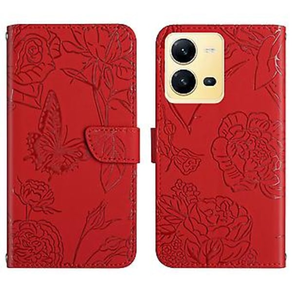 HT03 Nahkakotelo vivo X80 Lite/V25 5G -puhelimelle Red