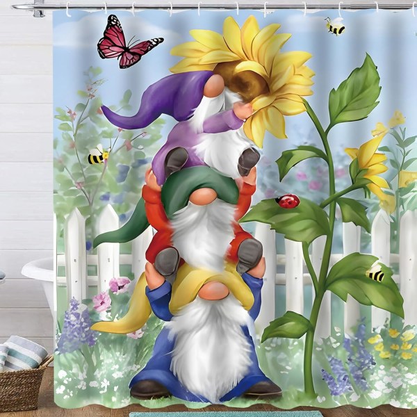 71\"x71\" Solsikke Dusjforheng for Bad Floal Farmhouse Gno