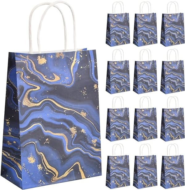 12 st presentpåsar i papper, presentpåsar med handtag, papperspåsar för fest, C