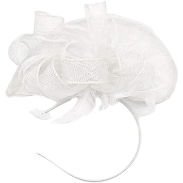 Elegant Fascinator Hat för Kvinnor Bröllop Fjäder Hårklämma Royal Ascot