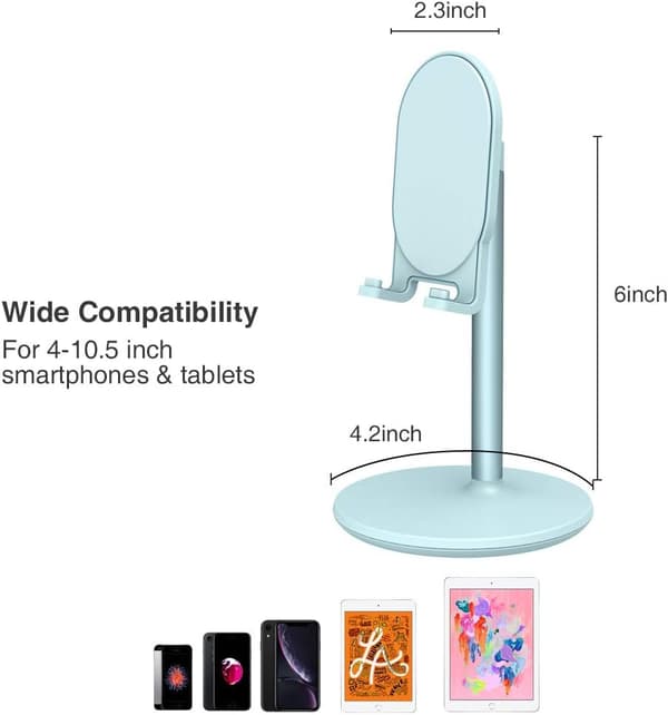 Telefonholder til skrivebord, justerbar tablet-telefonholder til skrivebord, C