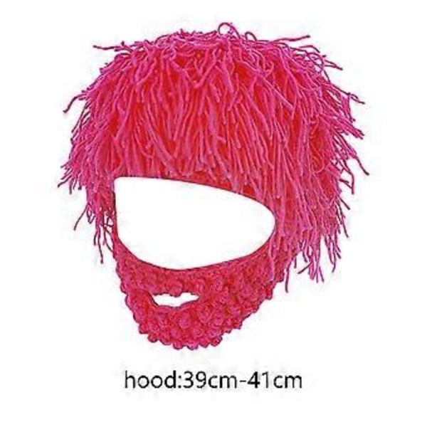 Stickad Mössa Stickad Beanieluva Casual Maskeradrekvisita Män Kvinnor Varm Huvudbonad Vinter Luddig Vintermössa för Semester Snowboardåkning (Rosröd S)