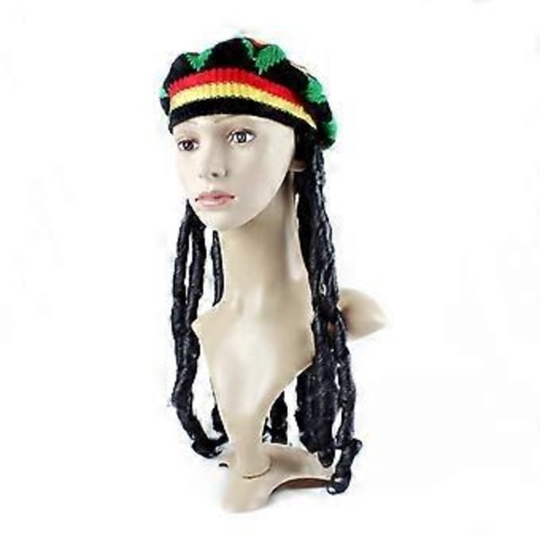Reggae Rasta Hat med Dreadlocks Kostume Cosplay Udklædning Bar Hue()