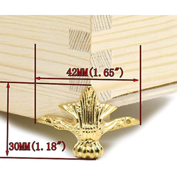 12 st dekorativa hörnben för smyckeskrin (4 x guld, 4 x silver