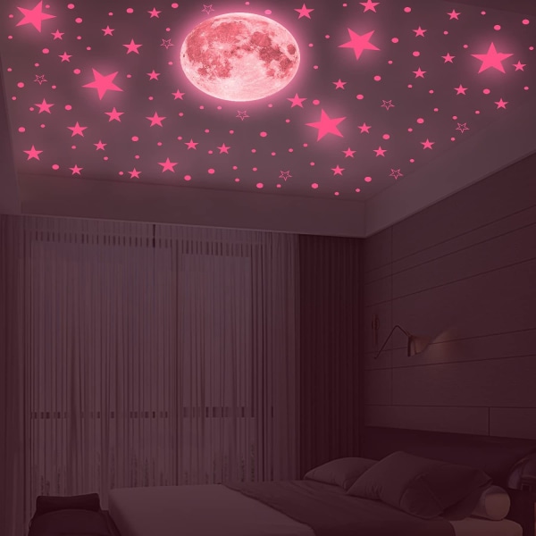 Dark Star Glow for Ceiling, Dark Star Glow og Moon Wall Sticker