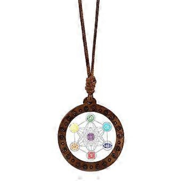 Hengellinen Heksagrammi Sri Yantra Riipus Kaulakoru Pyhä Geometria Puinen Amuletti Kaulakoru Naisille Säädettävä Solisluuketju 4