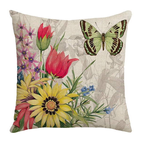 Putetrekk, sett med 4-45 x 45cm bomull og lin Daisy Flower Pr