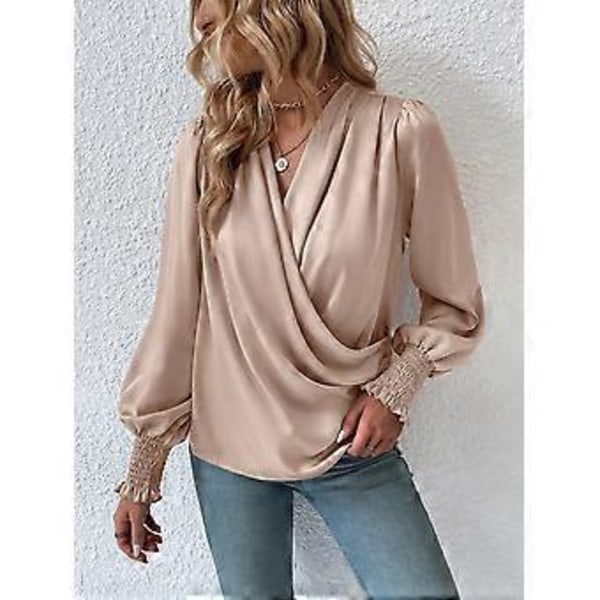 1 stk. ensfarget damebluse – aprikos (stil 558)