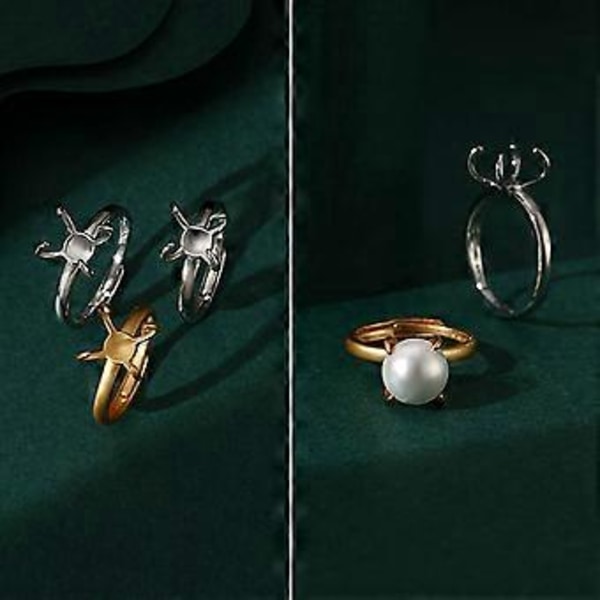 Kloringe Blank Justerbare Messing Ringe Baser Fingerringe Base til DIY Smykkefremstilling Indlagt Krystal Turkis Ædelsten Sølv Silver F