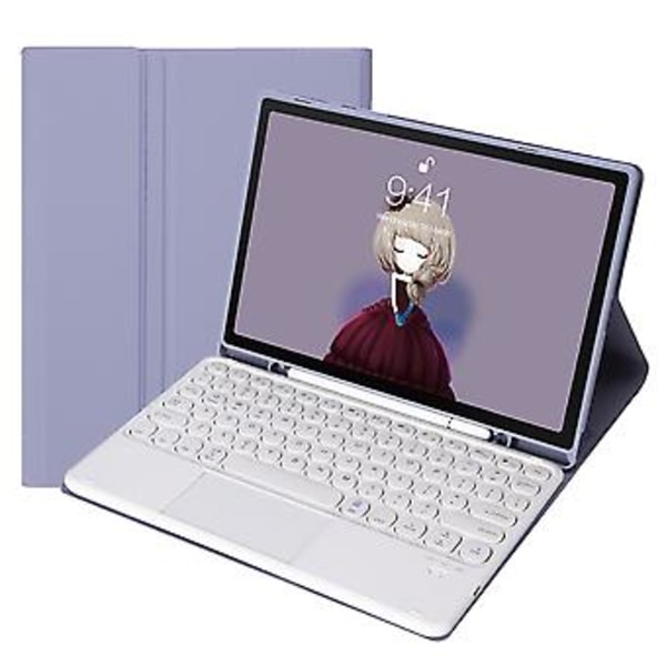 Tangentbord + Läder För Samsung Galaxy Tab A8 10.5 2021 Mörkgrön Purple