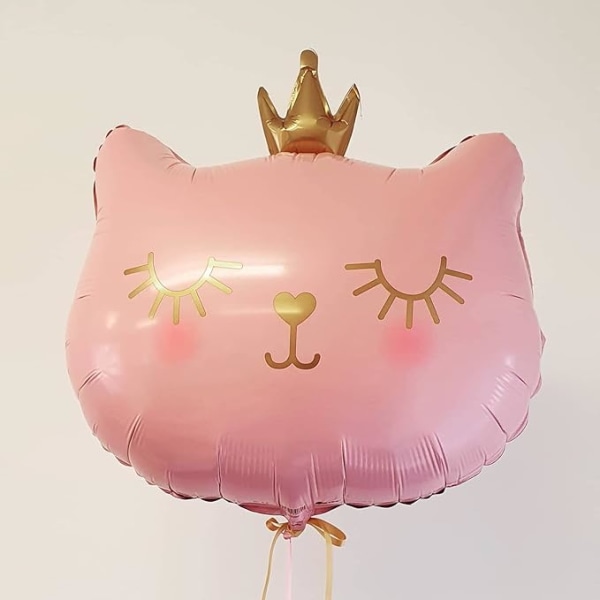 Pink Cat Balloner Folie Helium Adorable Crown Kitty Cat Formet Animal Balloner (Pakke med 4)